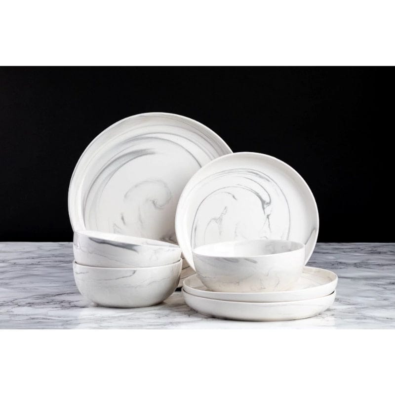 Home Finesse Marble Stoneware Dinner Set, 12pcs