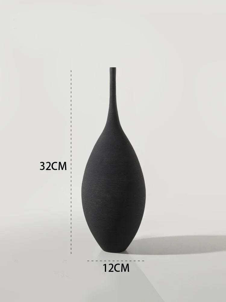 Home Finesse Minimalist Handmade Art Zen Vase Ceramic Decoration Living Room Model Home Decoration Black and White Art Vase Hand Drawing