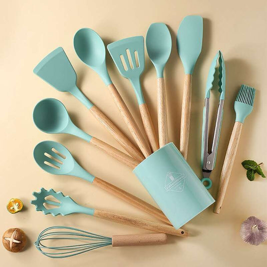 Home Finesse Premium Silicone Kitchen Utensils Set - Non-Stick and Eco-Friendly, 12pcs