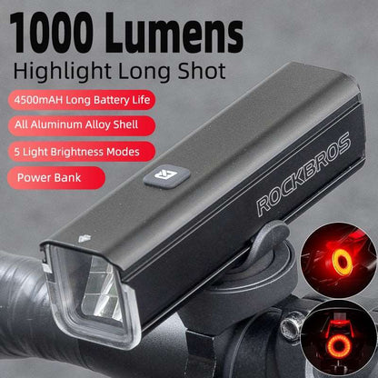 Home Finesse ROCKBROS 1000LM Bike Light - Type-C Rechargeable