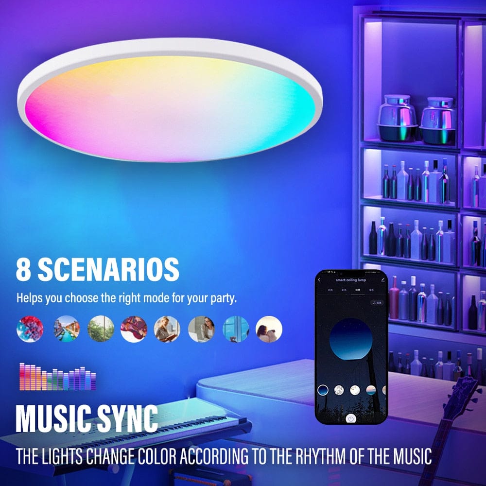 Home Finesse Smart RGB LED Ceiling Light with Voice Control and TUYA App