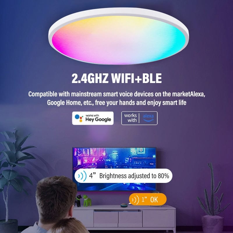 Home Finesse Smart RGB LED Ceiling Light with Voice Control and TUYA App