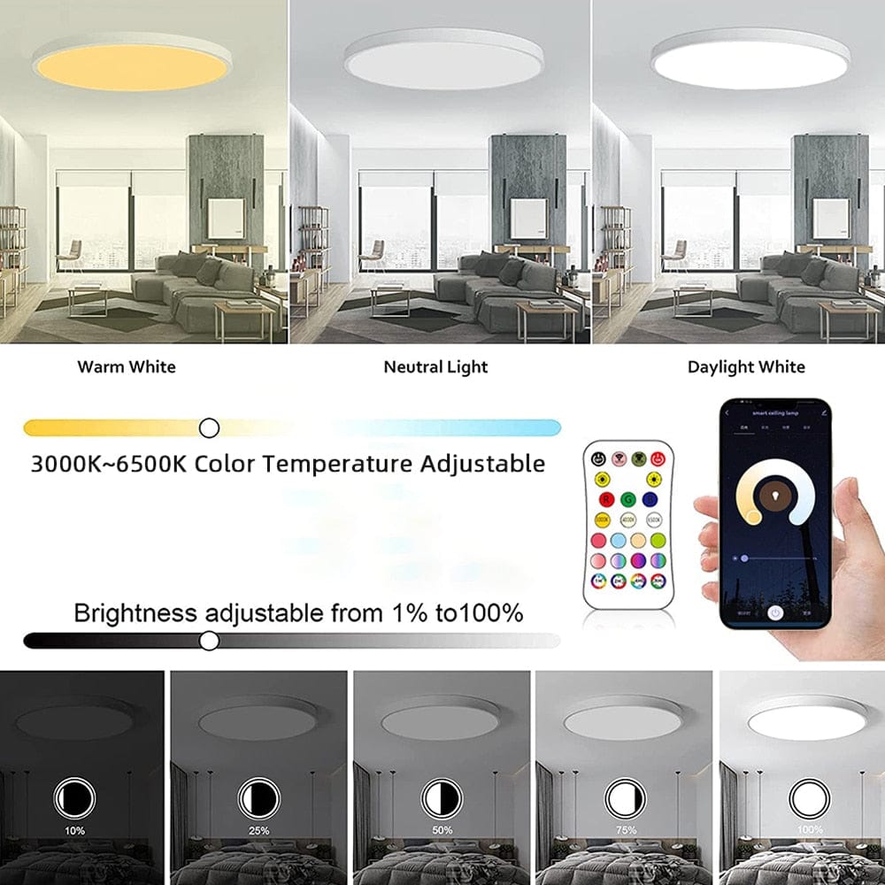 Home Finesse Smart RGB LED Ceiling Light with Voice Control and TUYA App