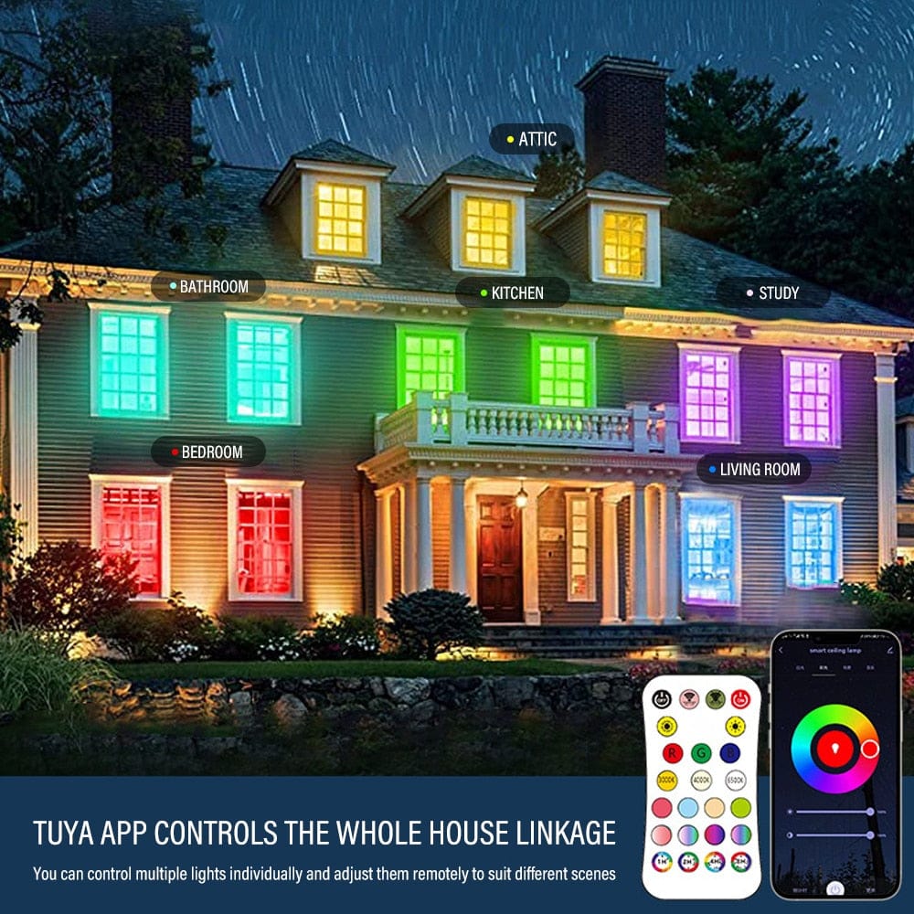 Home Finesse Smart RGB LED Ceiling Light with Voice Control and TUYA App