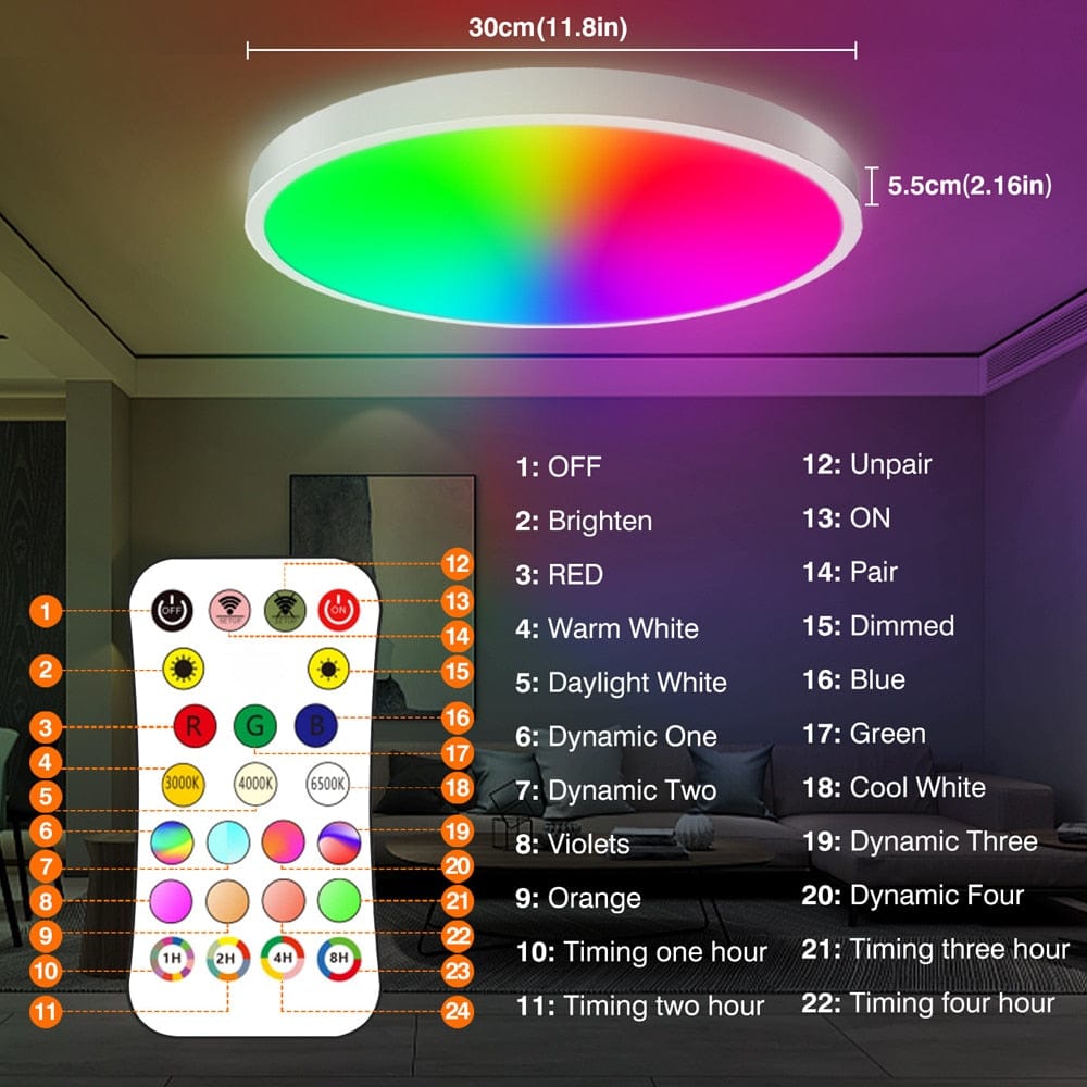 Home Finesse Smart RGB LED Ceiling Light with Voice Control and TUYA App