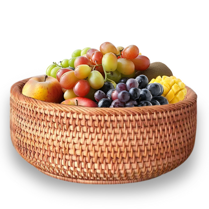 Hand-Woven Round Rattan Basket