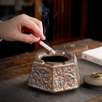 Creative Handmade Ceramic Cigar Ashtray with Lid