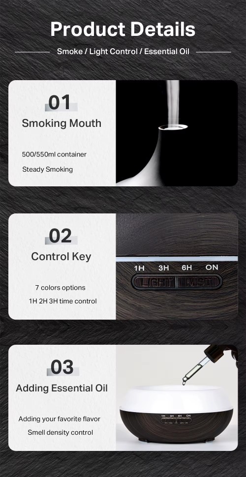 Essential Oil Diffuser (16) Wood Grain Ultrasonic Diffuser