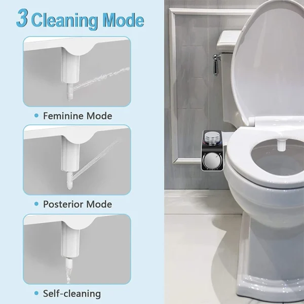 Non‑Electric Bidet Attachment Dual Nozzle Hot/Cold Mixer Self‑Cleaning Toilet Seat