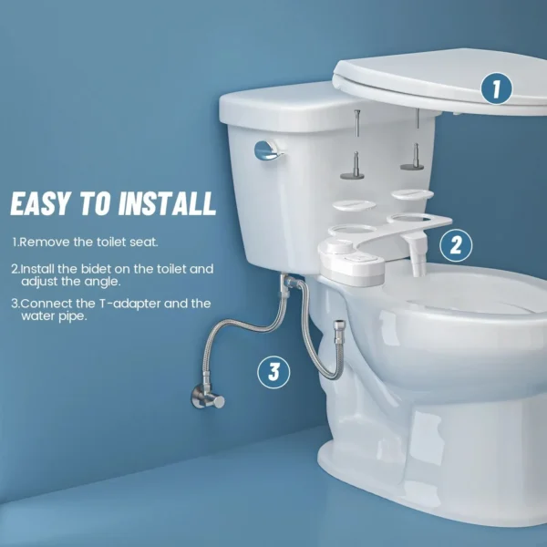 Non‑Electric Bidet Attachment Dual Nozzle Front & Rear Wash Self‑Cleaning