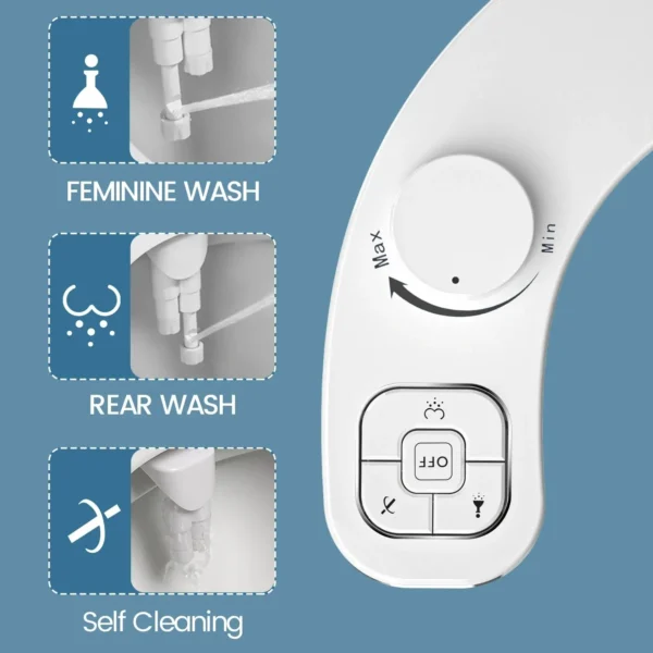 Non‑Electric Bidet Attachment Dual Nozzle Front & Rear Wash Self‑Cleaning