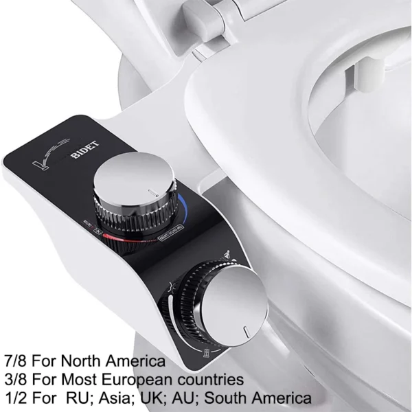 Non‑Electric Bidet Attachment Dual Nozzle Hot/Cold Mixer Self‑Cleaning Toilet Seat
