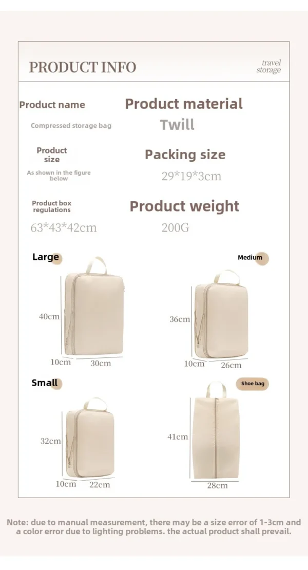 Sd7c951594c614b7d83c40db01b328f42L 4-Piece Travel Compression Packing Cubes