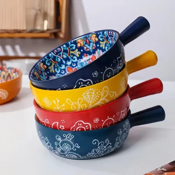 Bohemian Hand-Painted Ceramic Salad Bowl