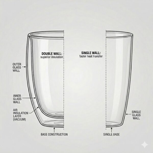 DOUBLE-WALLED CLASS CUPS (2) Double-Wall Glass Mug Set