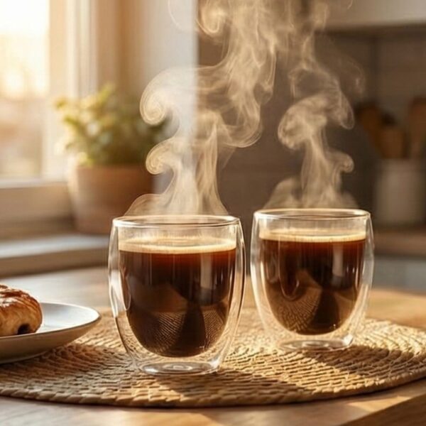 DOUBLE-WALLED CLASS CUPS (6) Double-Wall Glass Mug Set