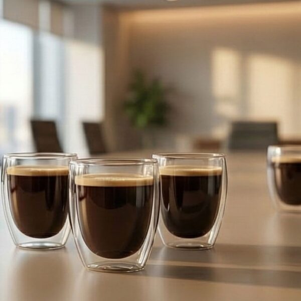 DOUBLE-WALLED CLASS CUPS (7) Double-Wall Glass Mug Set