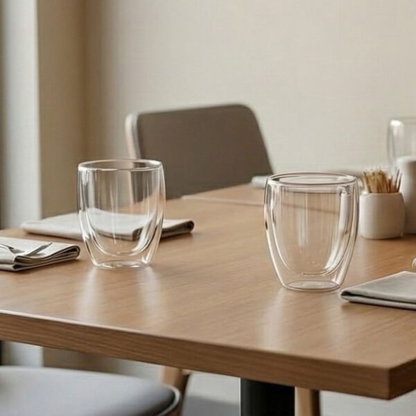 DOUBLE-WALLED CLASS CUPS (8) Double-Wall Glass Mug Set