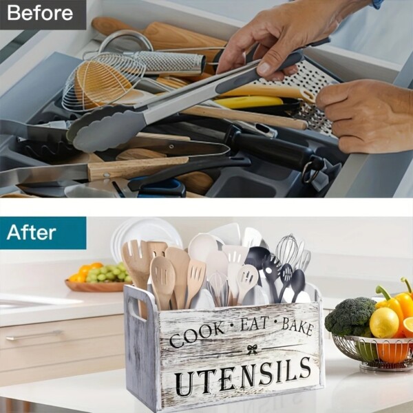 Wooden Kitchen Utensils Holder (5) Wooden Kitchen Utensils Holder