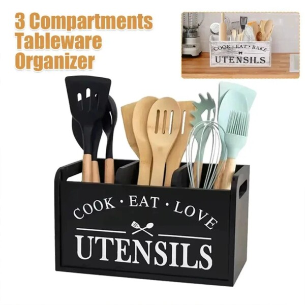 Wooden Kitchen Utensils Holder (8) Wooden Kitchen Utensils Holder