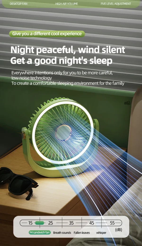 Se600f1c3be85423fa8ba5f3d1dfa69290.webp Portable Desk Fan with Night Light