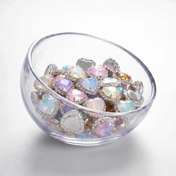 heart glass rhinestones