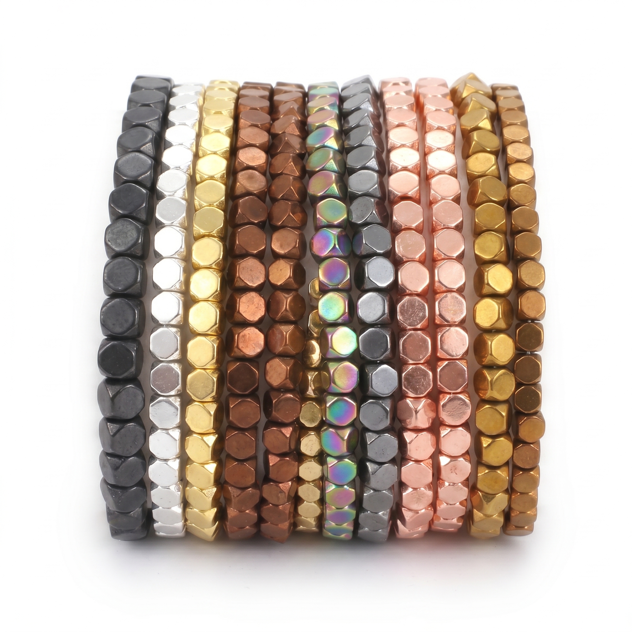 hematite cube spacer beads