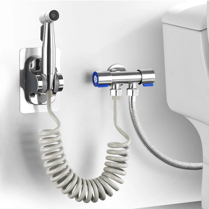 304 Stainless Steel Handheld Bidet Sprayer Set Toilet Spray Gun Self‑Cleaning Nozzle