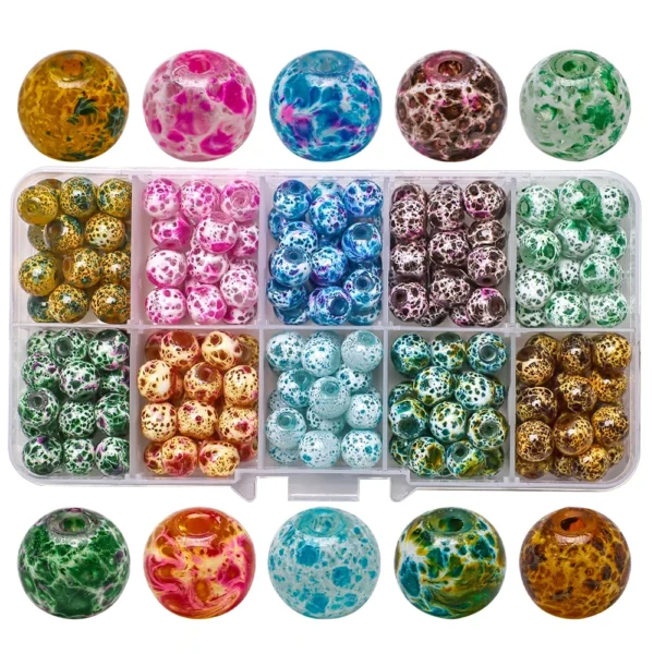 Crackle Crystal Glass Round Beads