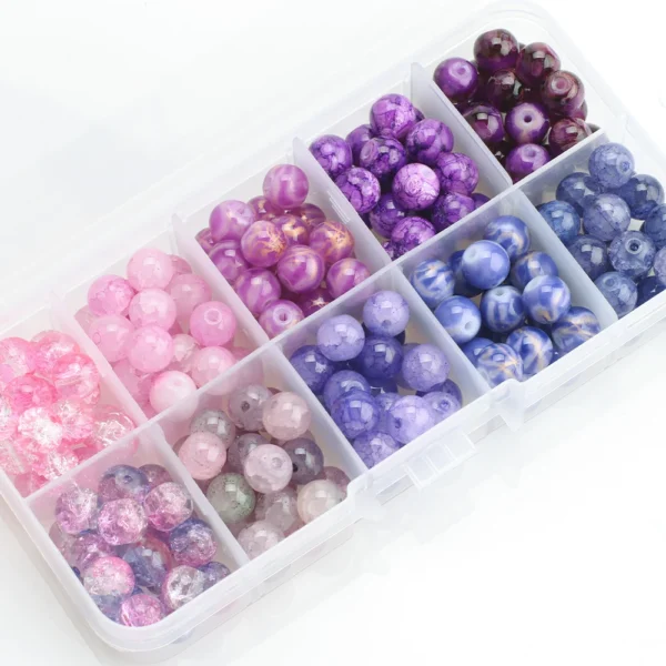 Crackle Crystal Glass Round Beads