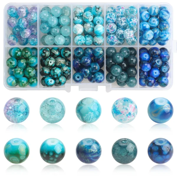 Crackle Crystal Glass Round Beads
