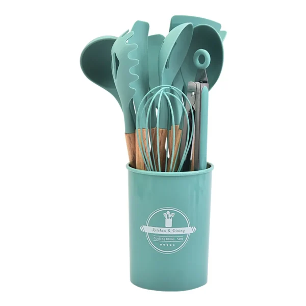 Silicone Wooden Handle Utensil Set