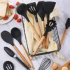 Silicone Wooden Handle Utensil Set