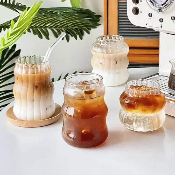 striped glass cup