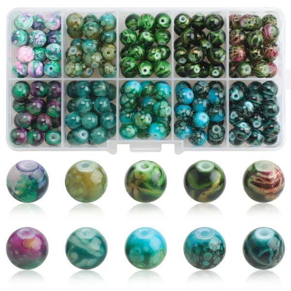 Crackle Crystal Glass Round Beads