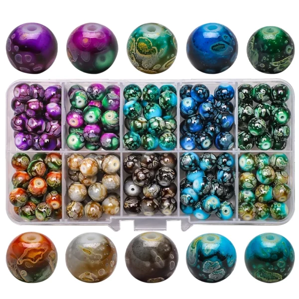 Crackle Crystal Glass Round Beads