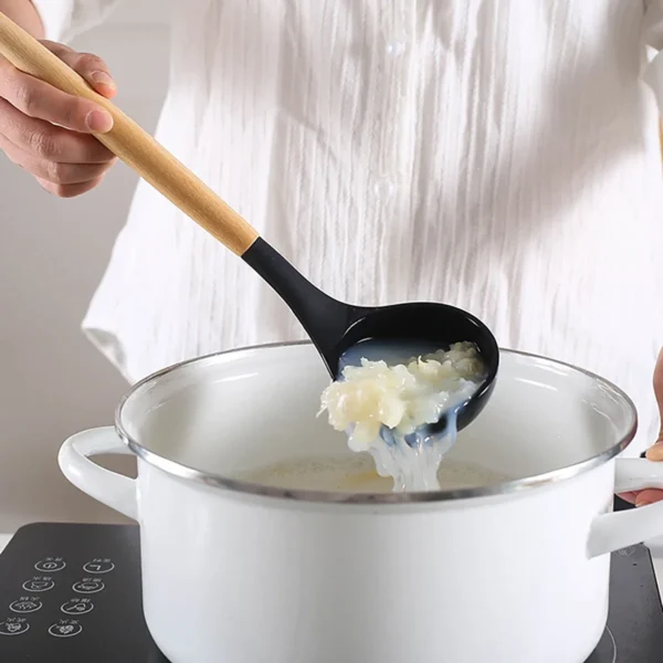 Silicone Wooden Handle Utensil Set