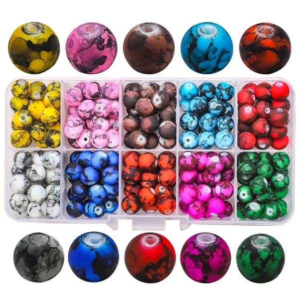 Crackle Crystal Glass Round Beads