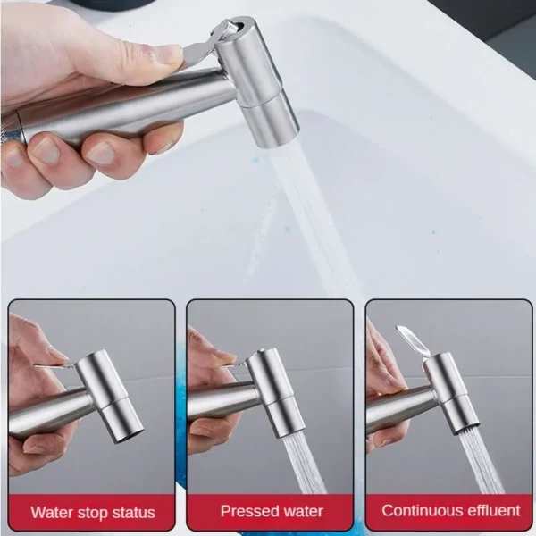 304 Stainless Steel Handheld Bidet Sprayer Set Toilet Spray Gun Self‑Cleaning Nozzle