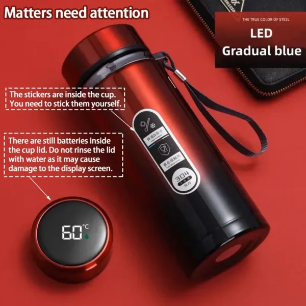 LED Temperature Thermos Bottle