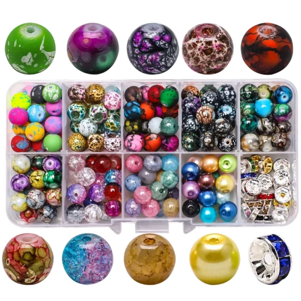 Crackle Crystal Glass Round Beads