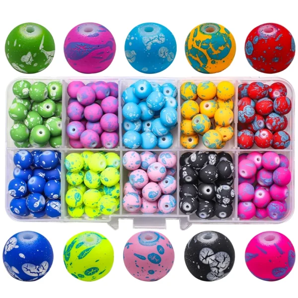 Crackle Crystal Glass Round Beads