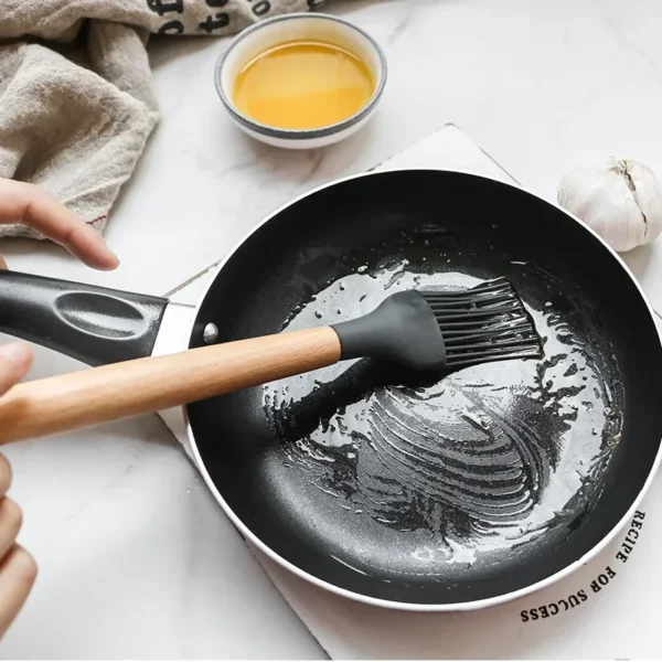 Silicone Wooden Handle Utensil Set