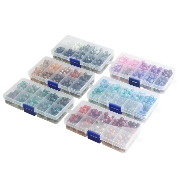 Crackle Crystal Glass Round Beads