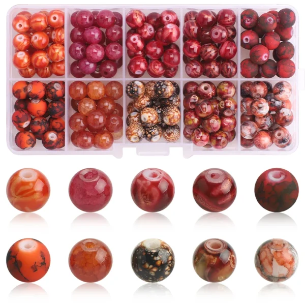 Crackle Crystal Glass Round Beads