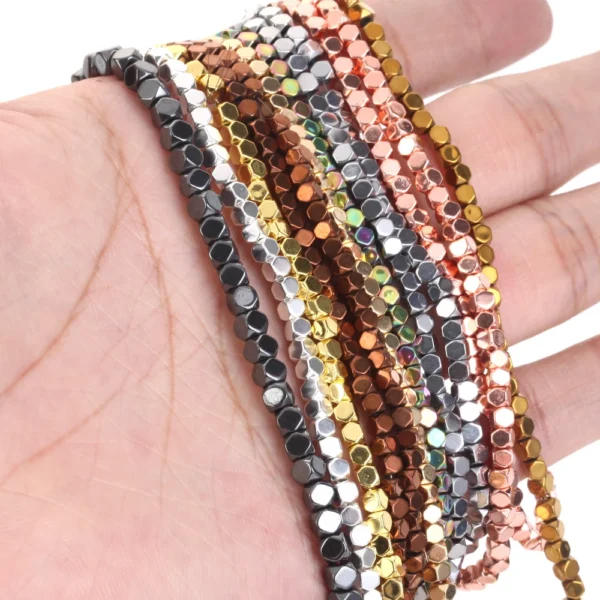 Hematite Cube Spacer Beads