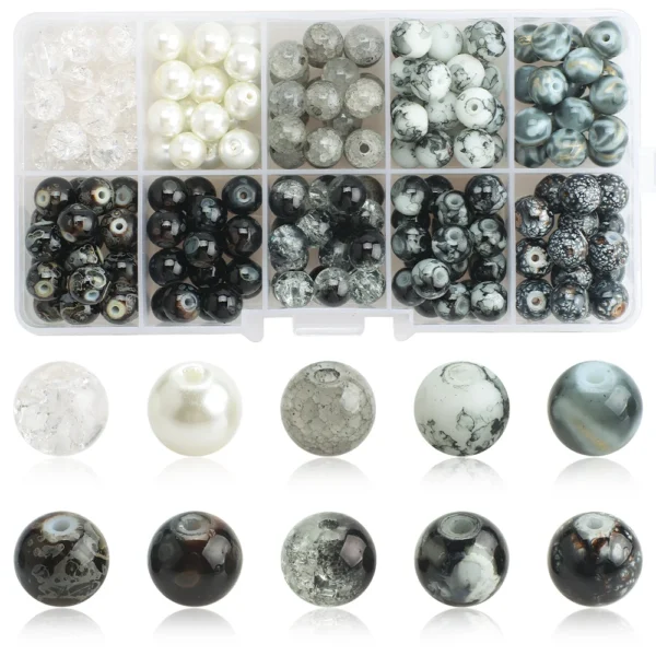 Crackle Crystal Glass Round Beads