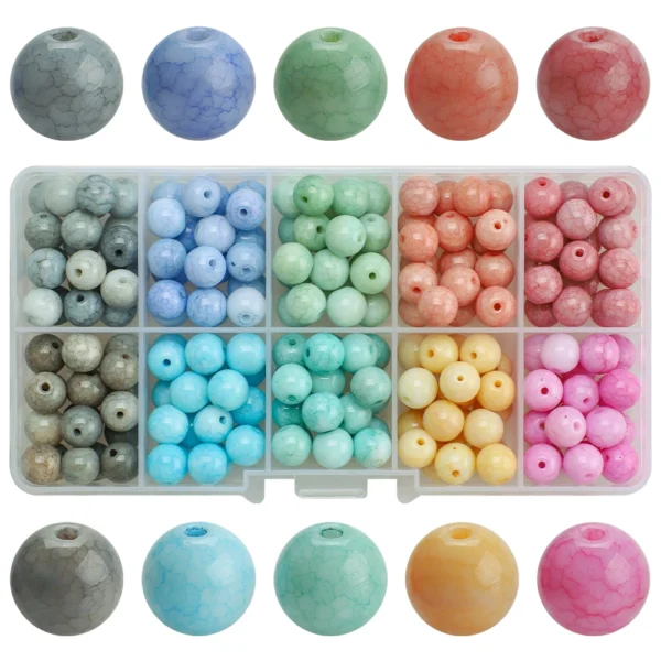 Crackle Crystal Glass Round Beads